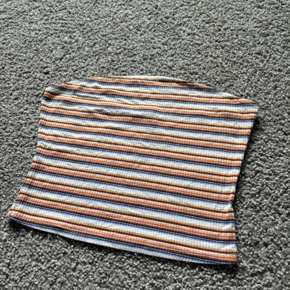 Garage Striped Tube Top Sz L Cropped Stripes Retro Strapless Y2K Minimalist Snug - Picture 3 of 7